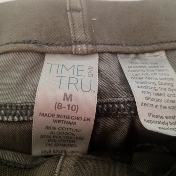 TIME & TRU MEDIUM OLIVE GREEN COTTON JEGGINGS! - Picture 3 of 3